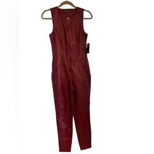NWT Guess Red Faux-Leather Jumpsuit sz 2